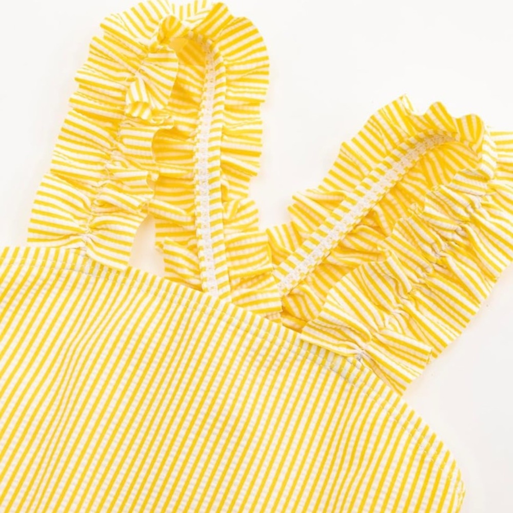 LIZENS Girls One Piece Swimsuit – Yellow & White Stripe – Size 9/10 – NWT - Picture 6 of 12